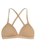 Deep neck clear back bra