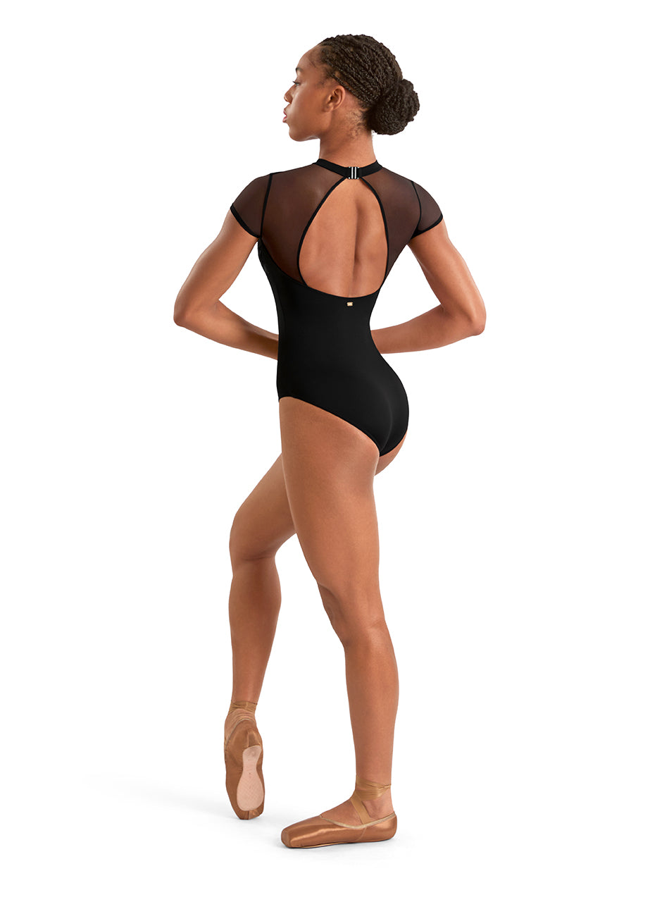Adagio Mock Neck Embroidered Cap Sleeve Leo
